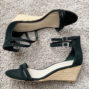 Calvin Klein Callista black suede wedges